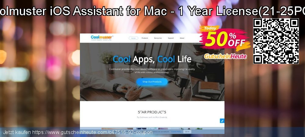 Coolmuster iOS Assistant for Mac - 1 Year License - 21-25PCs  umwerfende Außendienst-Promotions Bildschirmfoto