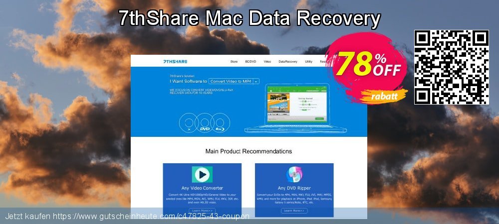 7thShare Mac Data Recovery klasse Ermäßigung Bildschirmfoto