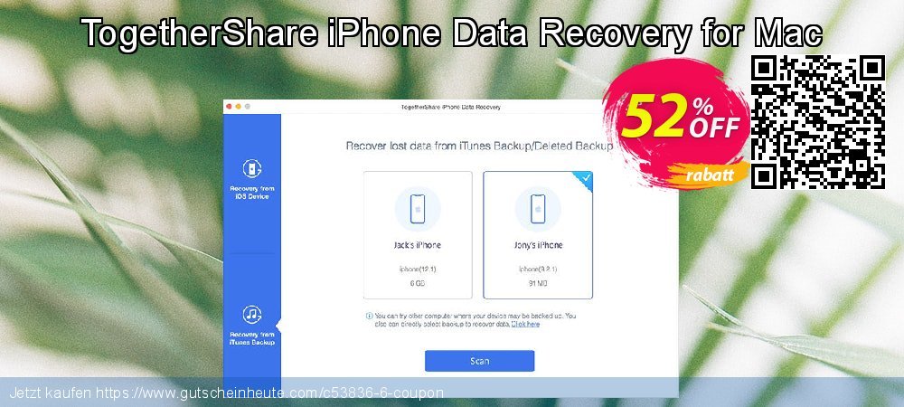 TogetherShare iPhone Data Recovery for Mac uneingeschränkt Sale Aktionen Bildschirmfoto