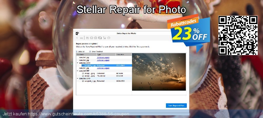 Stellar Repair for Photo umwerfenden Preisreduzierung Bildschirmfoto