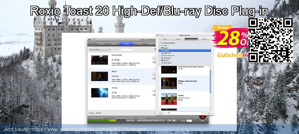 Roxio Toast 20 High-Def/Blu-ray Disc Plug-in genial Beförderung Bildschirmfoto